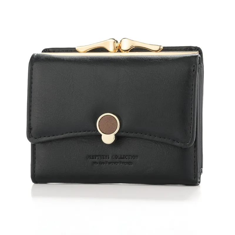 Designer-New Fashion Trifold Small Women Wallet Short Female Coin Purse Solid Casual Mini Lady Wallet Women Purse Bag