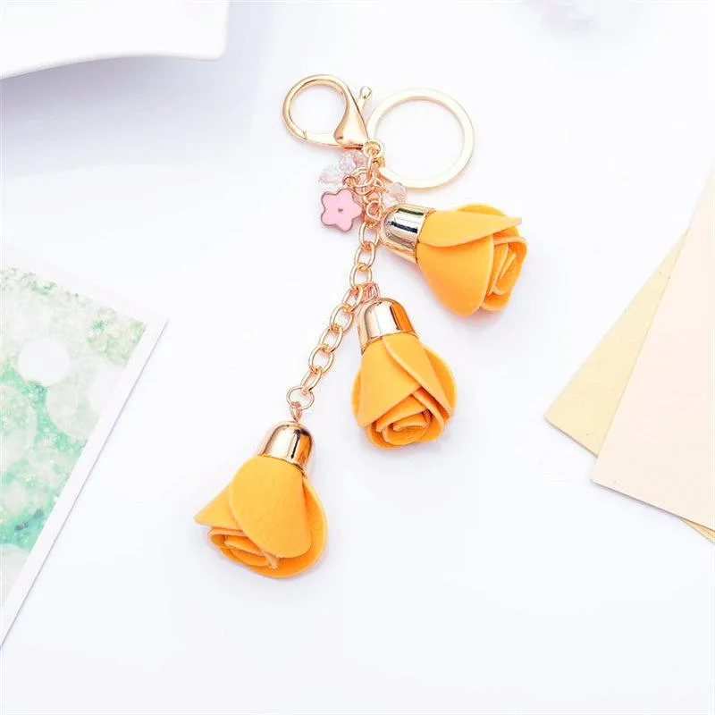 new 2018 Camellia Flower Leather Keychain Bag Pendant Car Ornaments Creative Gifts Long Key Chain Buckle Key Ring Eh586 H jllDPs