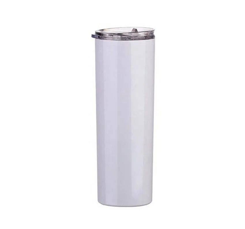 20oz Skinny Tumblers Sublimation Blanks Tumbler Stainless Steel Coffee Mugs Beer Classic Cup With Lid straws ZZA Sea Shipping