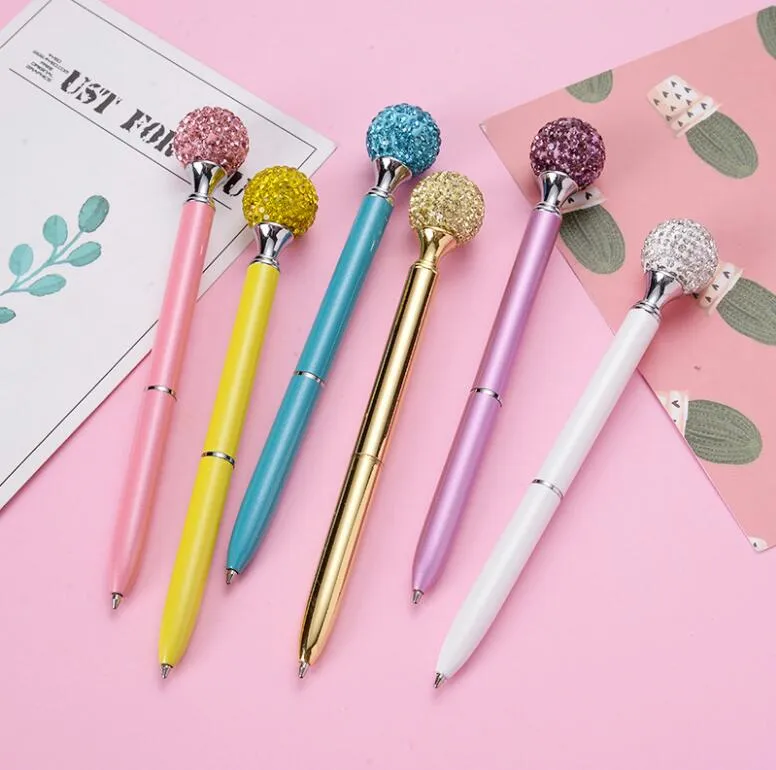 Big Diamond Ballpoint PENS Cor Gem Metal Bola Criativa Linda Festival Personalizado Caneta Forma Bonita