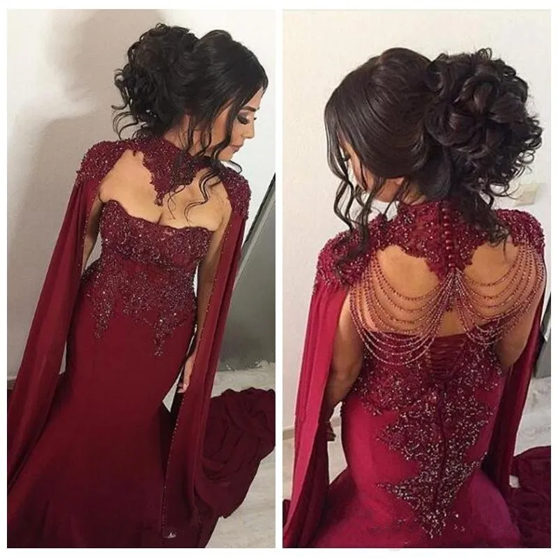 Dubai Arabskie Kochanie Koronkowe Aplikacje Syrenki Suknie Wieczorowe Z Wrap Zroszony Bliski Wschód Formalna Dress Prom Party Suknie Robe de Soiree