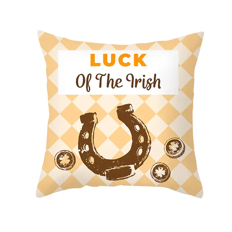 St. Patrick`s Day Throw Pillow Covers 18 x 18 Inches Shamrock Peach Skin Cushion Cover Irish Pillowcase Beer Gnome Decor for Sofa Couch