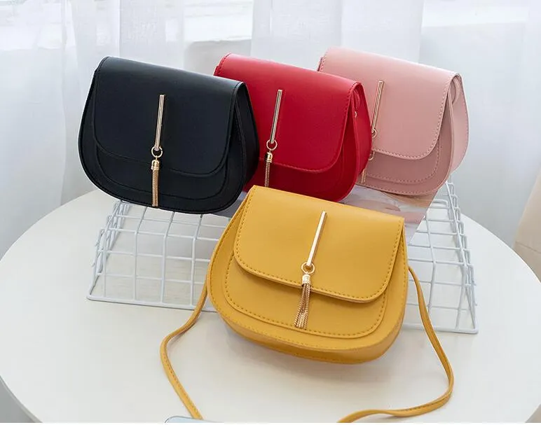 New Fashion Shoulder Bags Pu Leather Cross body Purse Flap Tassel Bag Black