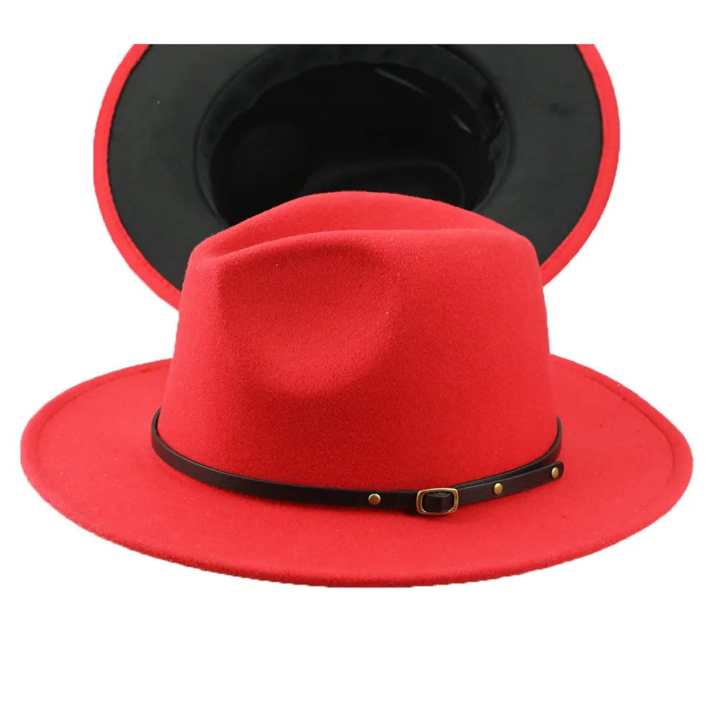 Fedora hoed voor heren voor heer wollen brede run Jazz Church Cap Band brede platte rand hoeden stijlvolle trilby panama caps fd19061