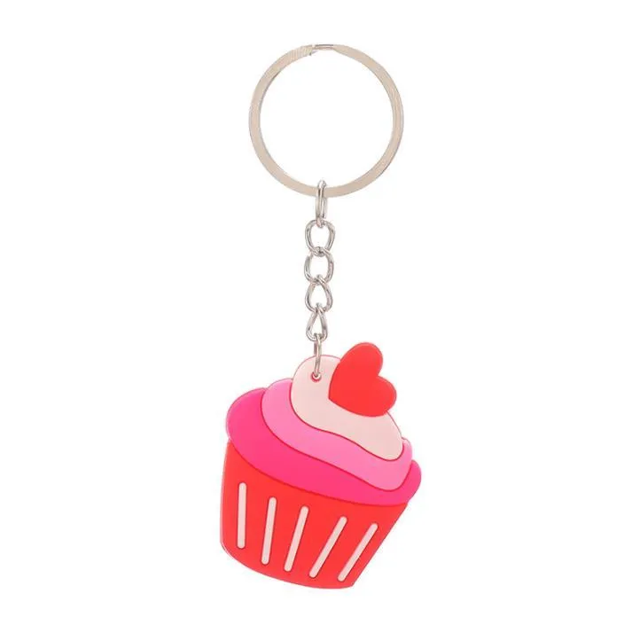 Valentine`s Day Party Gift Romantic Love Keychain Pendant Bear Cake Heart Shaped Key Chain Luggage Decoration Keyring SN6180