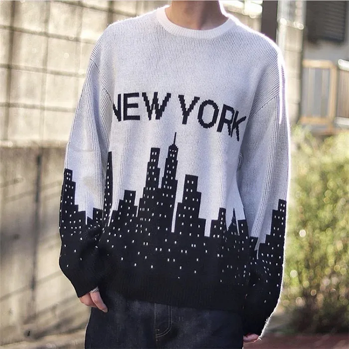 Fashion-20SS New York Crewneck Suéter Sudadera Calle Hombres Mujeres Tejer Sudaderas con capucha Otoño Invierno Cálido Outwear