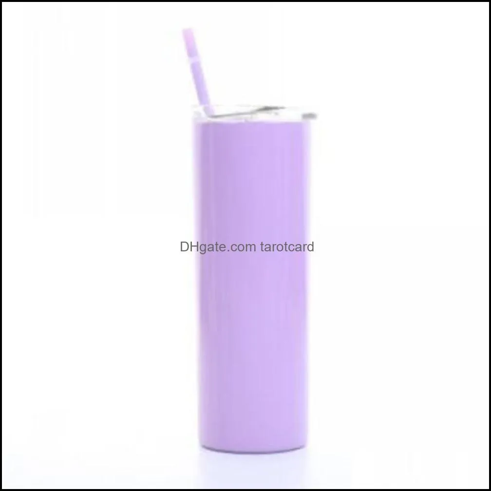 20oz Skinny Tumblers Stainless Steel Tumblers Cups with Lids and Straws Vacuum Straight Cup Coffee Mugs Water Bottle 14 Colors