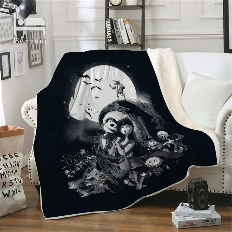 Nightmare Before Christmas Coperta da lancio premium Stampa su richiesta Coperte Sherpa Morbide per divano Trapunta sottile peluche fai da te personalizzata LJ201127