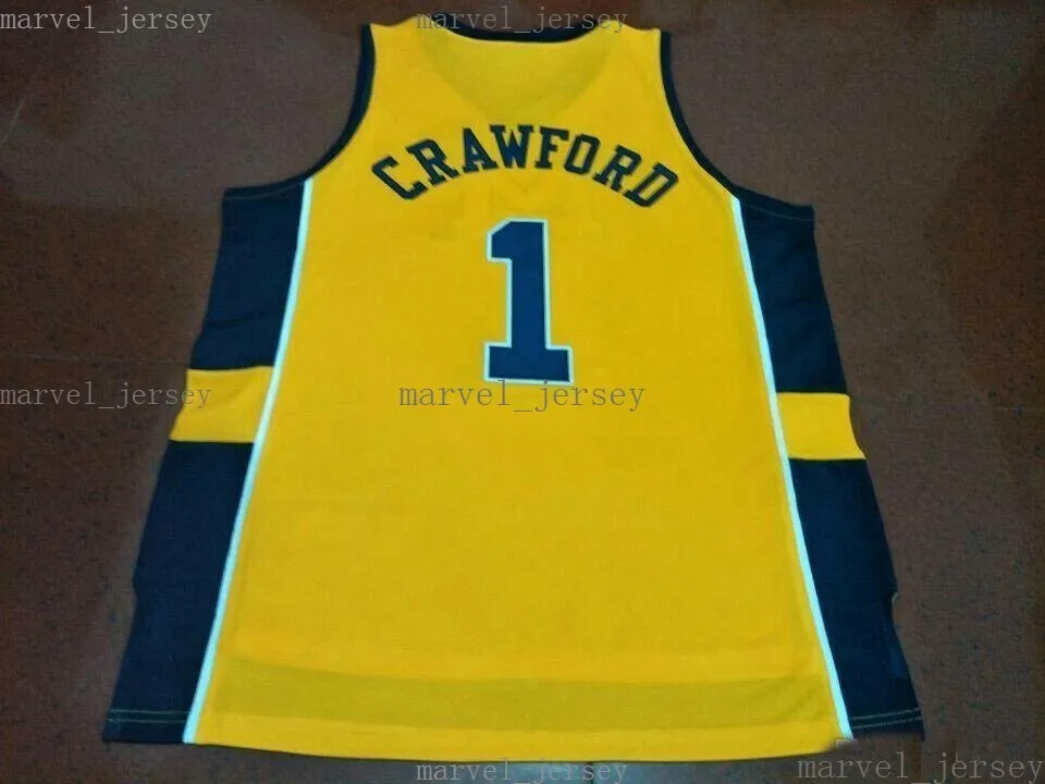 Ucuz Gerileme Jamal Crawford # 1 Basketbol Formaları Sarı Tüm Dikişli Erkek Kadın Gençlik XS-5XL