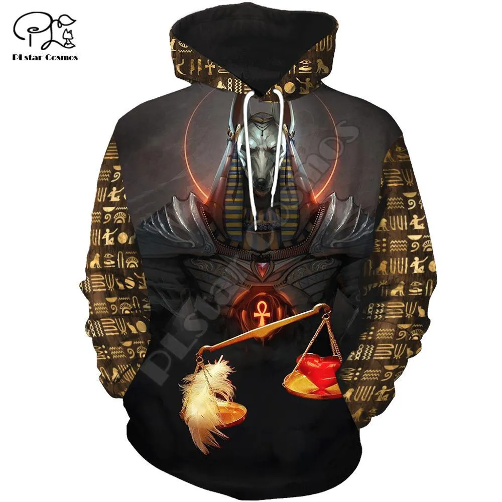 PLSTAR COSMOS HORUS Egyptisk Guds öga av Egypten Farao Anubis Ancient Egypt 3DPrint Zipper / Hoodies / Sweatshirt / Jacka / Män / Kvinnor 12 201020