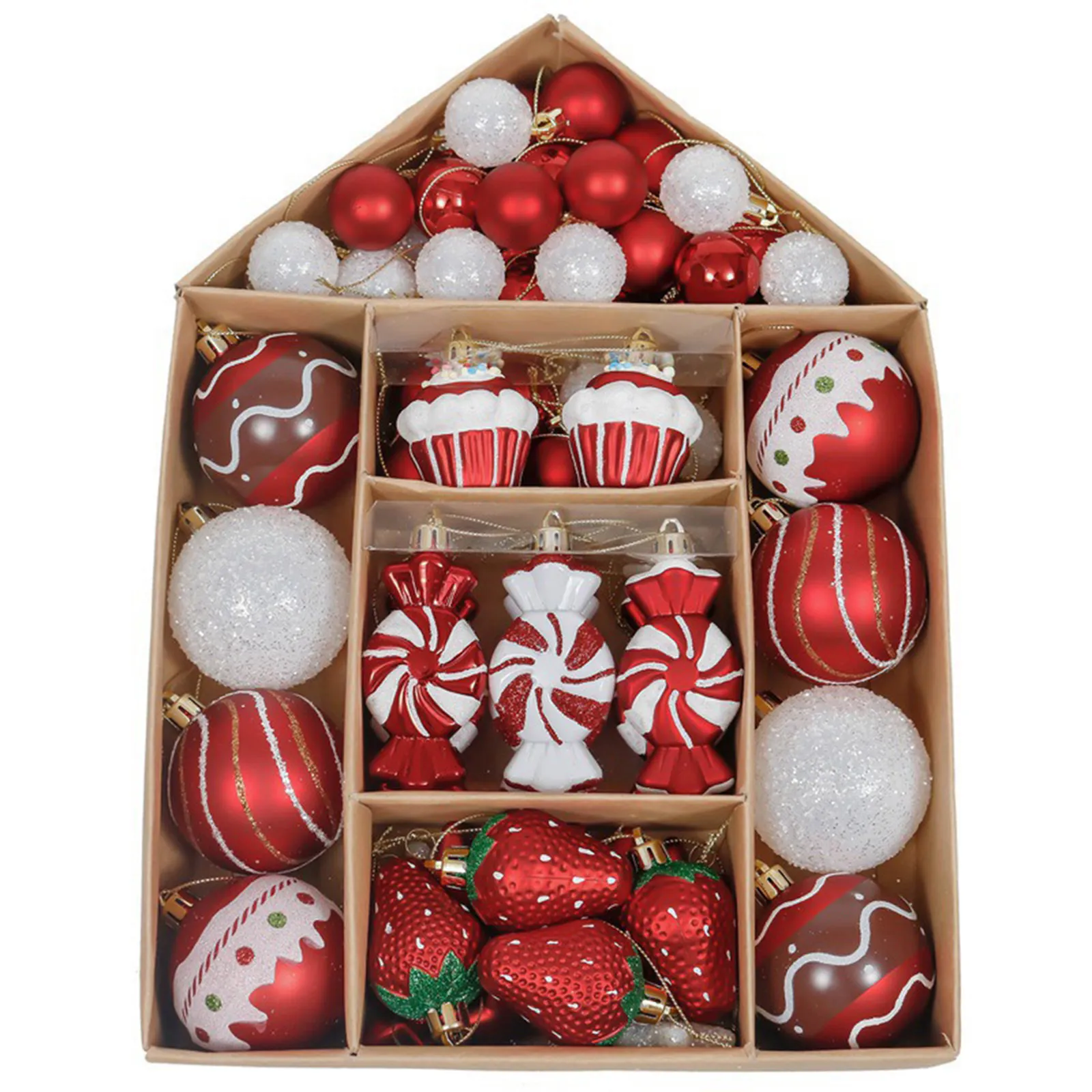 70-Pack Ornements de boule de Noël incassables Ensemble Pendentifs décoratifs Cadeau à main réutilisable pour arbre de Noël LAD-vente 201204