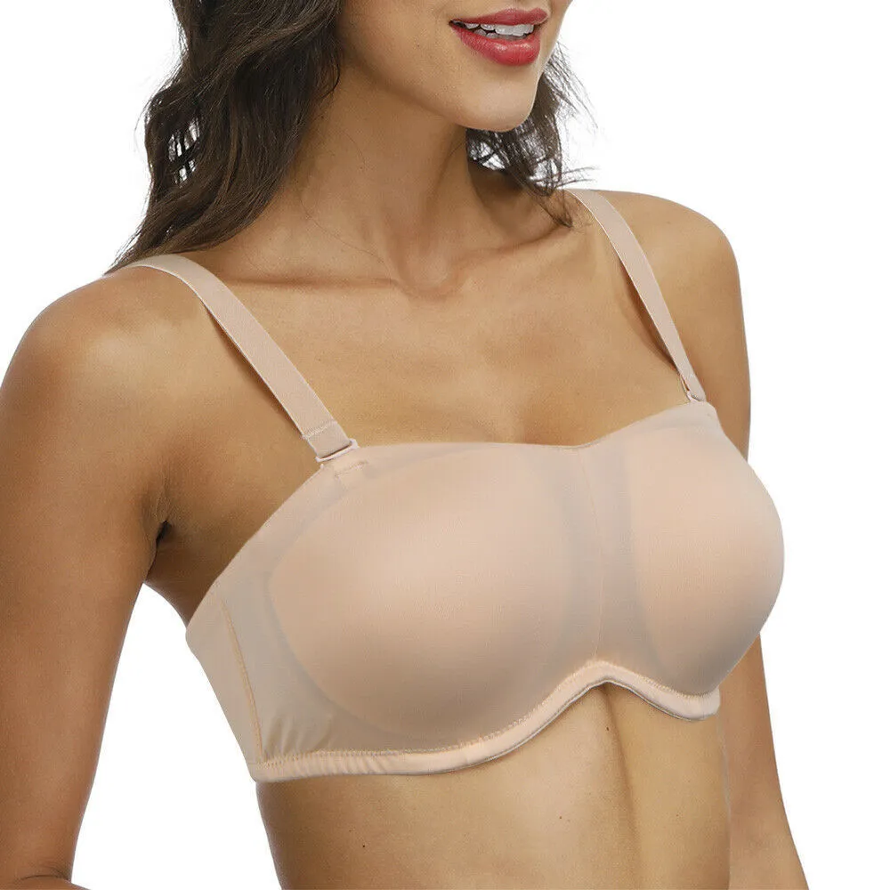 New Ladies Sexy Strapless Bras Women Bra Adjusted Convertible Straps A B C  D DD DDD E F G Cups 32 34 36 38 40 42 44 48 Size LJ200822 From Luo03,  $13.86