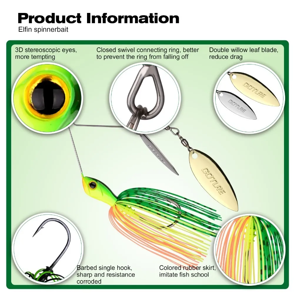 Elfin Lead Head Metal Spoon Spinnerbait 10g/14g Artificial Spinner Bait Lure  For Bass Fishing And Swimbait Tackle From Bai07, $21.01