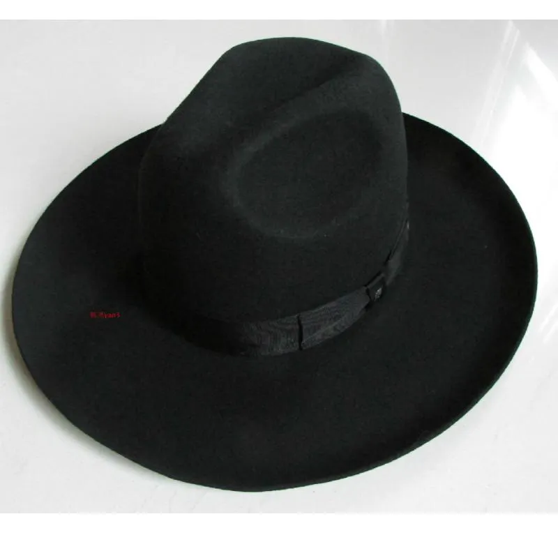 X053 Vuxen 100% ull topp hatt export original ark / israelisk judisk hatt / filt med stora eaves 10cm brima ullen fedora hattar