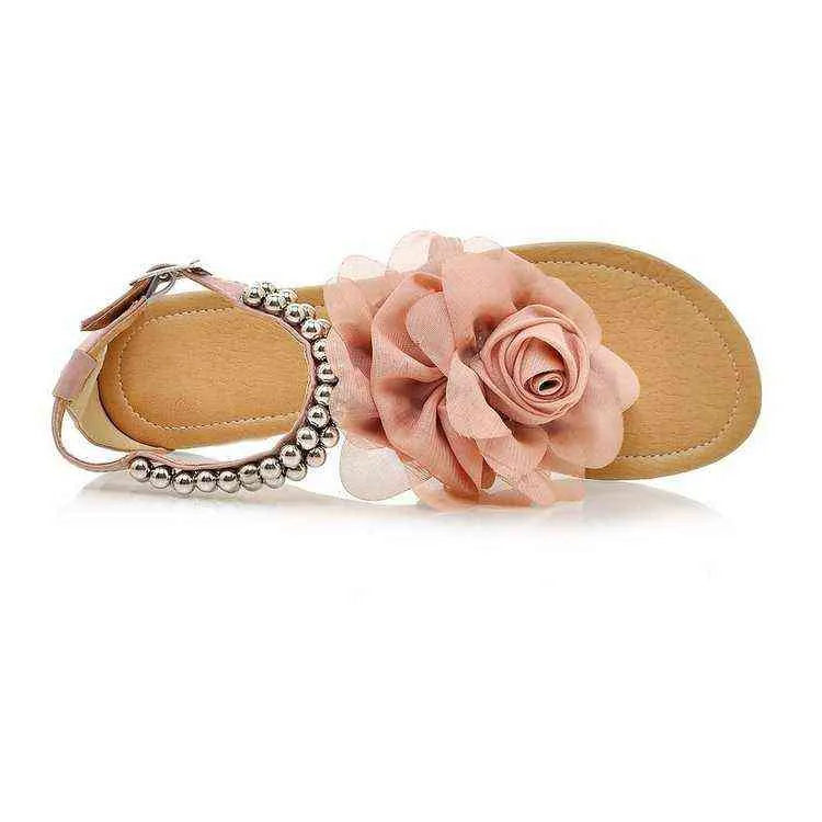 Sandals three-dimensional flower vacation shoes large sandals 40-43 one-way buckle clip toe flat sandals women