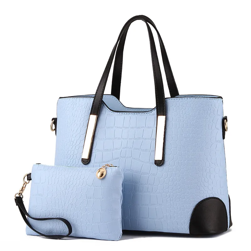 HBP çanta çantalar kadın tote çanta çanta çanta seti 2 parça çanta kompozit debriyaj kadın bolsa feminina gökyüzü mavi