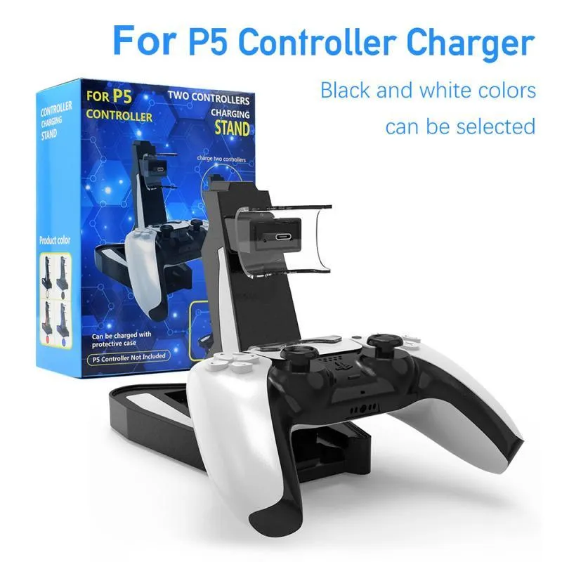 Contrôleur Chargeur Dock pour - 5 PS5 GamePad LED Dual USB Charging Stand Stand STABLY ACCESSOIRES D'ALIMENTATION