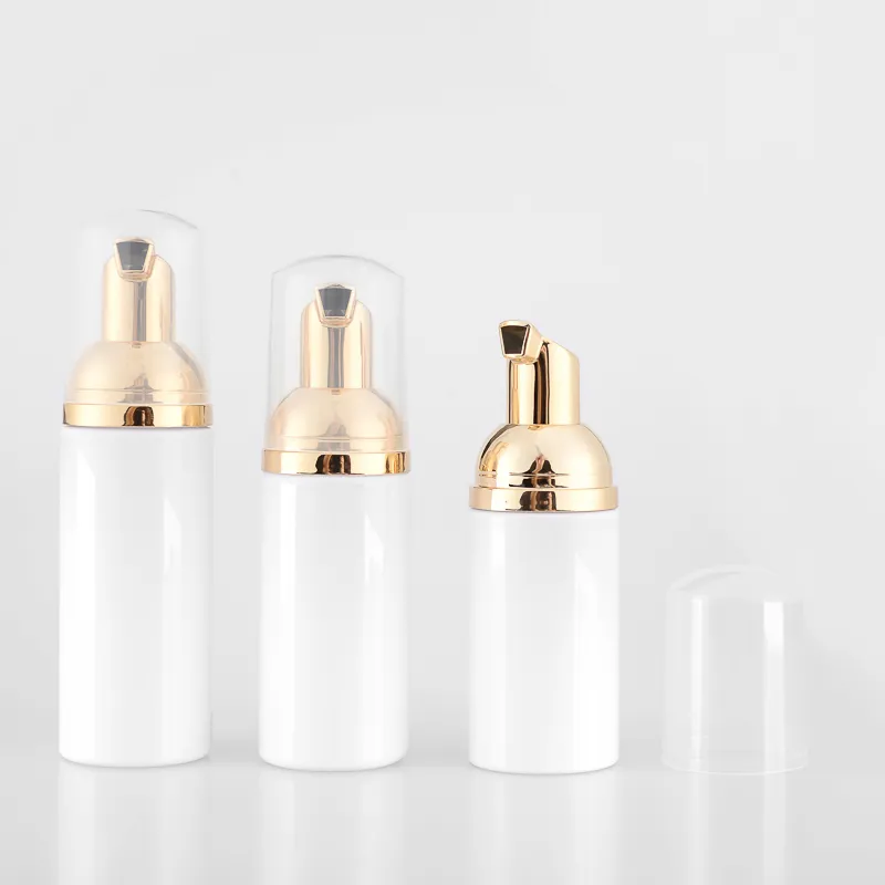 10 x 30ml 50ml 80ml Empty Plastic Foamer Bottle Pump Facial Cleanser Liquid Soap Dispenser White Foam PET Bottles with Gold Tops