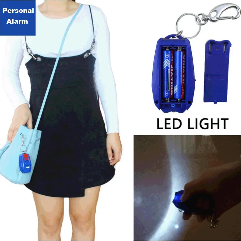 130db alarmes personnelles pour les personnes âgées filles femmes enfants sécurité protéger la sécurité personnelle crier fort avec lumière LED porte-clés avec boîte de vente au détail