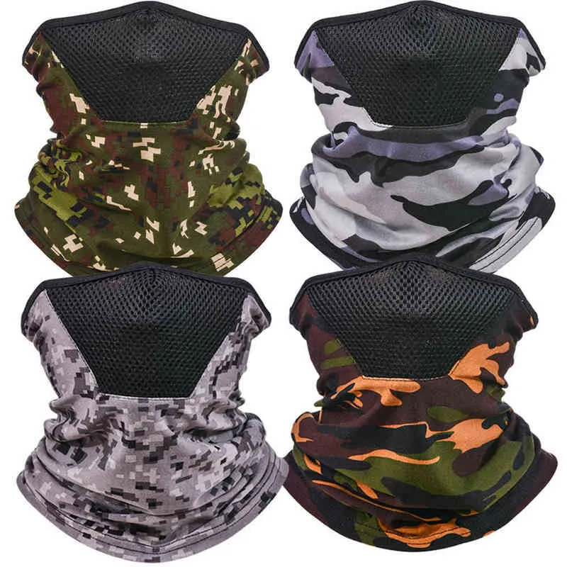 Outdoor Balaclava Bandana Military Tactical Cover Scarf Breathable Camouflage Neck Warm Gaiter Men Women Hiking Fishing Scarves Y1229