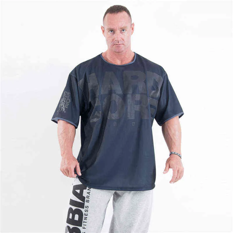 Hommes en vrac maille respirant gymnases chemise Sport T-shirt décontracté à manches courtes course entraînement entraînement t-shirts haut de fitness vêtements de sport G1222