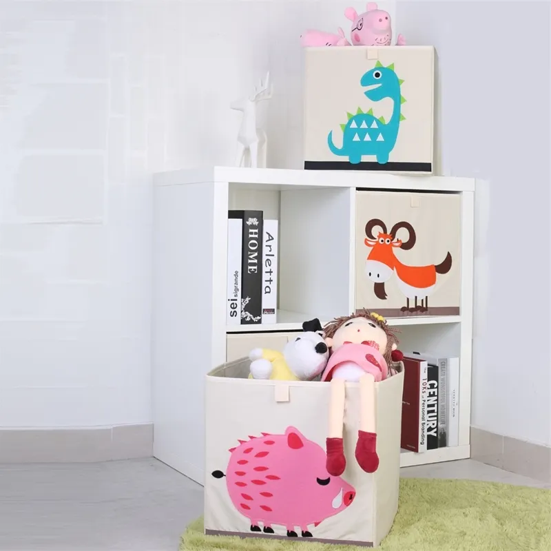 Nouveau 3D Cartoon Animal Toy Box Poubelles Pliantes Armoire Tiroir Vêtements Panier De Rangement Enfants Jouets Organisateur Y200628