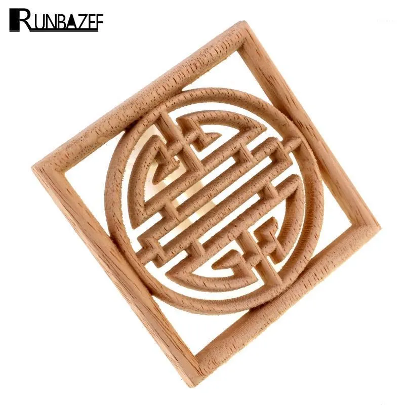 Decorative Objects & Figurines RUNBAZEF Home Decoration Accessories Furniture Wood Appliques Woodcarving Corner Decal Wooden Decor Wall Door