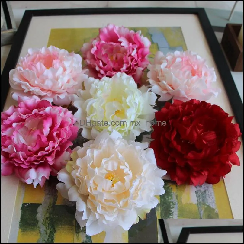 Peony Head Artificial Flower Fake Flowers Cloth Wedding Arch Wall Ball Arrangement Drop Delivery 2021 Decorative Wreaths Festive Party Sup