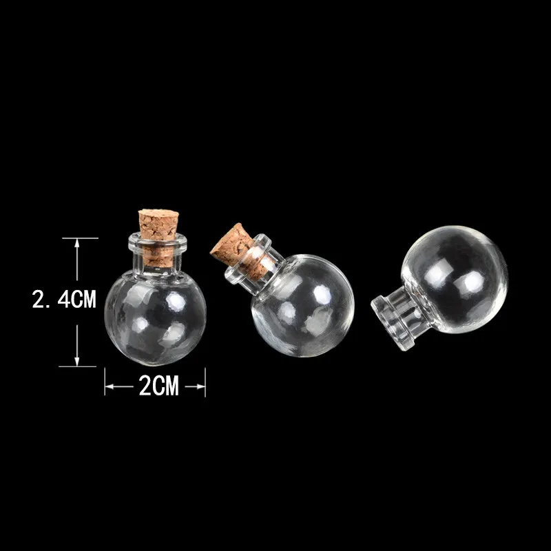 Round Ball Mini Bottles Pendants Necklace Small Glass Bottles With Cork Gift Glass Jars Vial 100pcs New Arrival