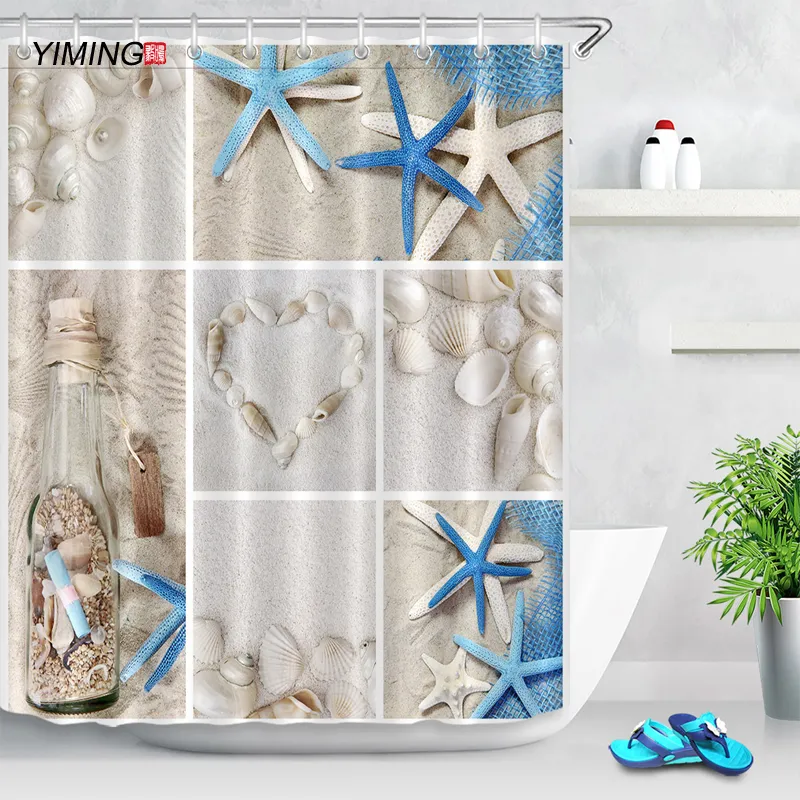 Tenda da doccia a forma di stella marina 120 x 180 cm con ganci | Leroy
