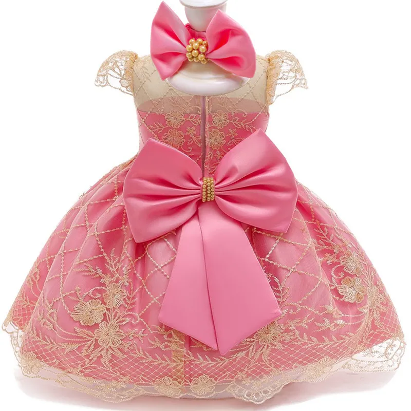 Buy 2022 Ceremony Infant 1st Birthday Dress for Baby Girl Clothes Sequin  Dress Princess Dresses Party Baptism Clothing (1-2 Years) Pink at Amazon.in