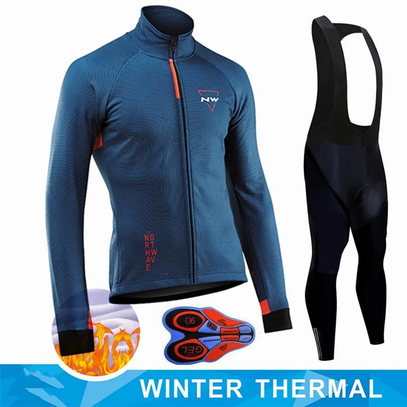 2020 inverno nuovo pile termico abbigliamento da ciclismo abito in jersey da uomo asciugatura rapida bici da equitazione MTB abbigliamento pantaloni con bretelle caldi Set