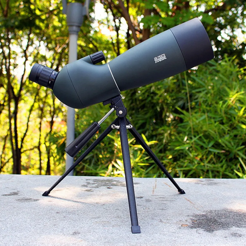 Manchado Alcance Telescopio Zoom 25-75x 70mm A prueba de agua Avance de aves Caza Monocular Universal Teléfono Adaptador Montaje T191022