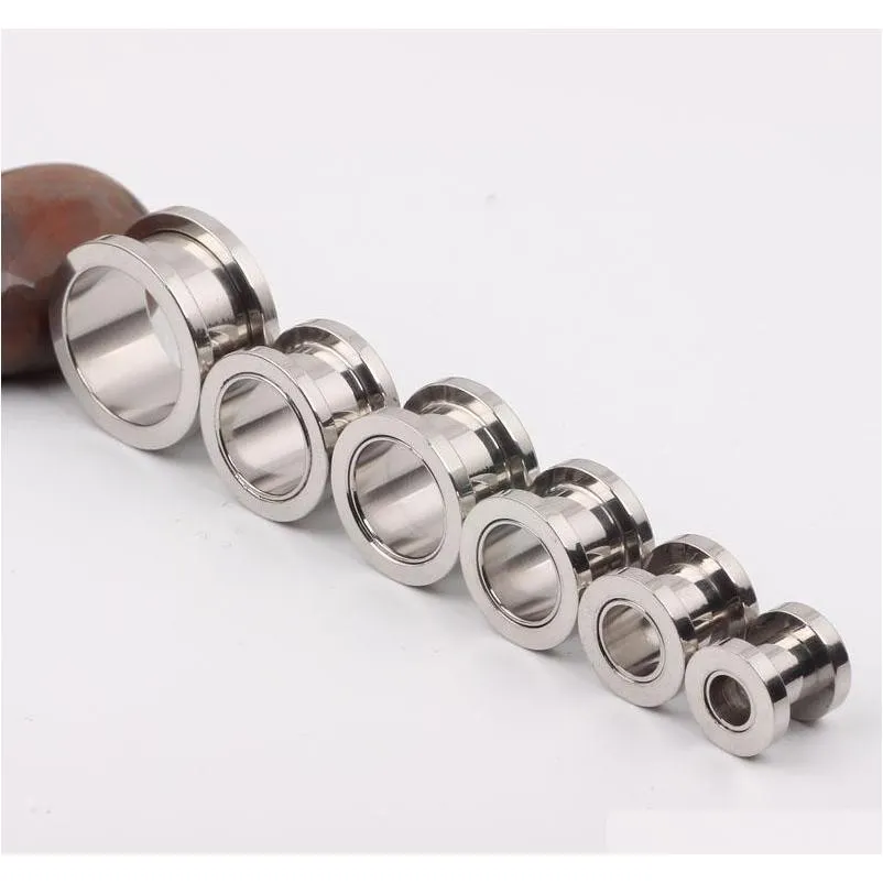 100pcs/lot mix 2-10mm cheap jewelry~stainless steel screw ear plug flesh tunnel piercing body jewelry