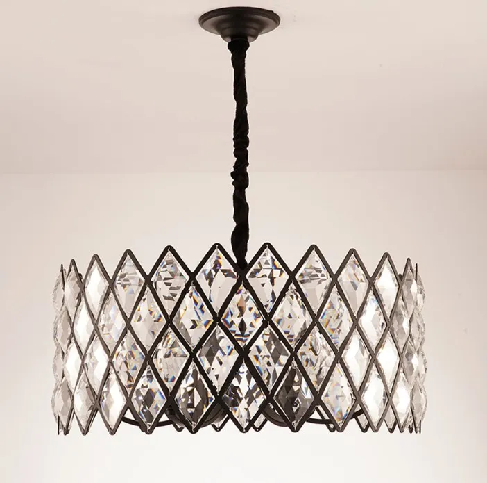 Modern crystal hanging chandelier black round lustre design led chandeliers for living dining room lights bedroom lamp