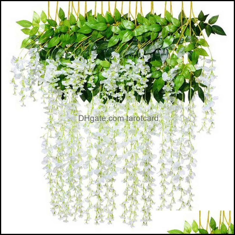 12Pcs / Wisteria False Silk Wreath Arch Wedding DIY Family Garden Office Party Decoration Pendant Wall Decoration 220110