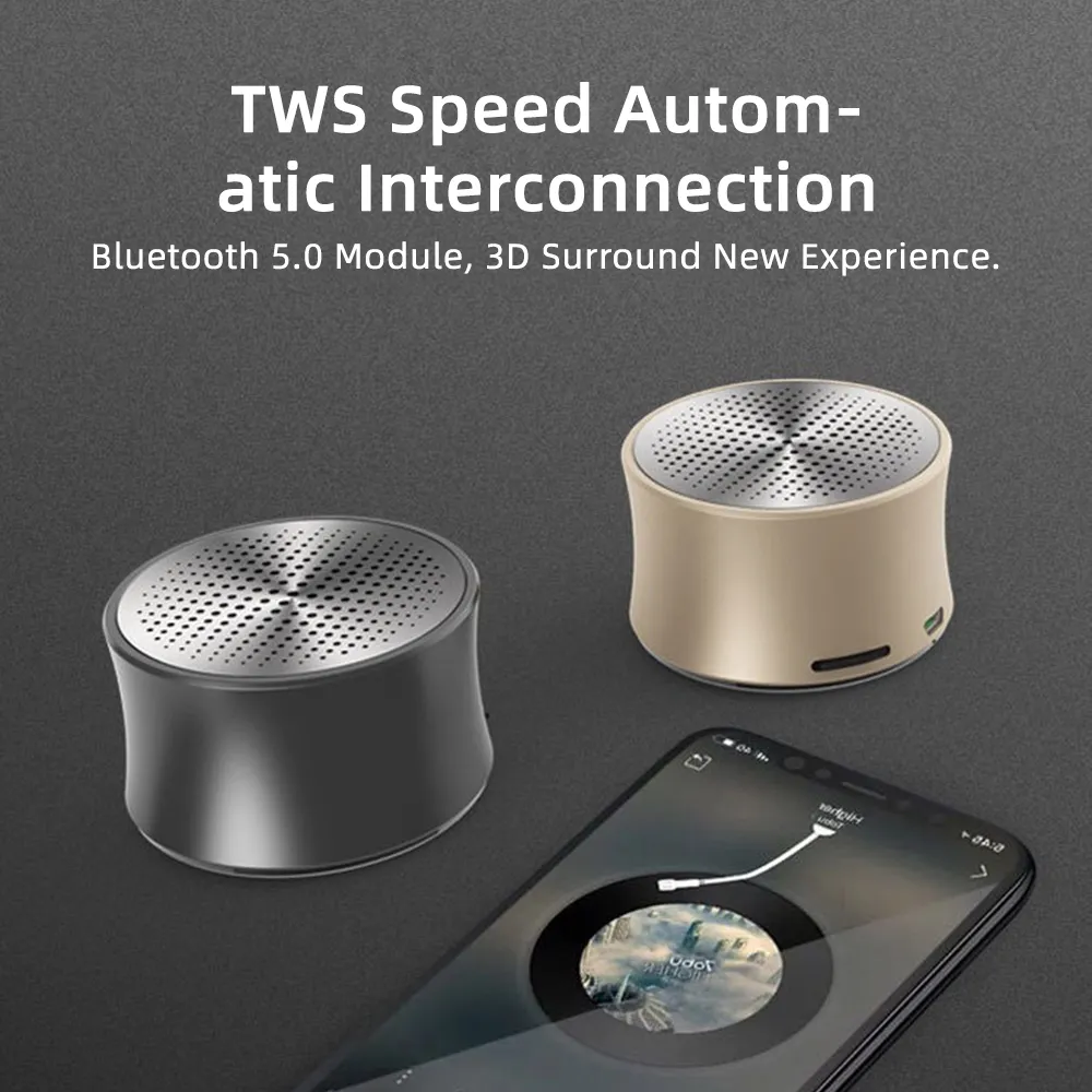 Comincan Wireless Bluetooth głośnik R9S TWS Outdoor HiFi przenośny dla telefonu TF TF subwoofer HD stereo metalowe głośniki