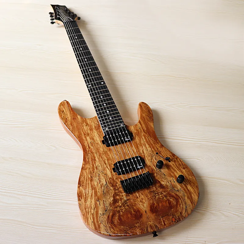 Custom 1 Pcs Canada Maple Wood Pescoço 7 Cordas 39 Polegada Mapa de Guitarra Elétrica Madeira Top Alto Brilho Com Coréia Feita Pickup