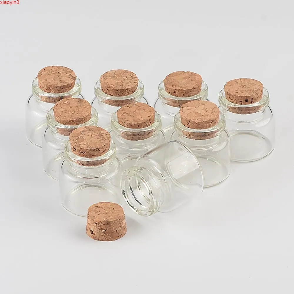 30x30x17mm 10ml Glass Bottles With Cork Vials Jars 50pcs/lothigh qualtity