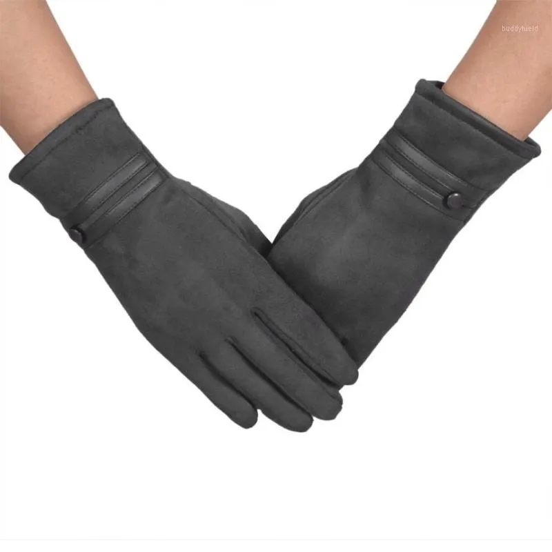 Partihandel - Kvinnor Handskar Dubbelavdrag Inverterad Cashmere Touch .Girl Mittnes Skärm Vinter Varm Handled Kvinna Söt Mittens1 Fingerless