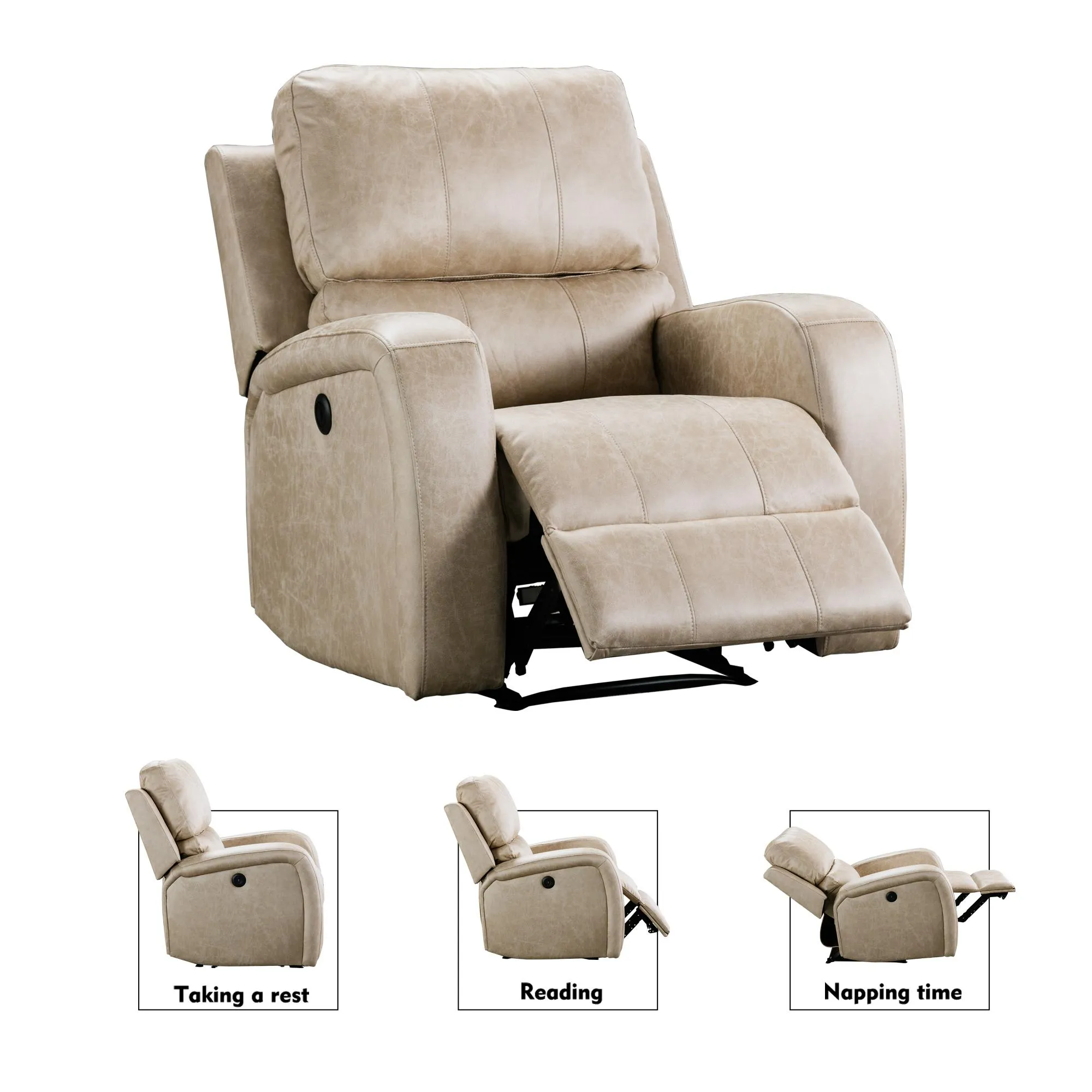 US STOCK Electric Recliner Chair Reclining Single Sofa Air Suede