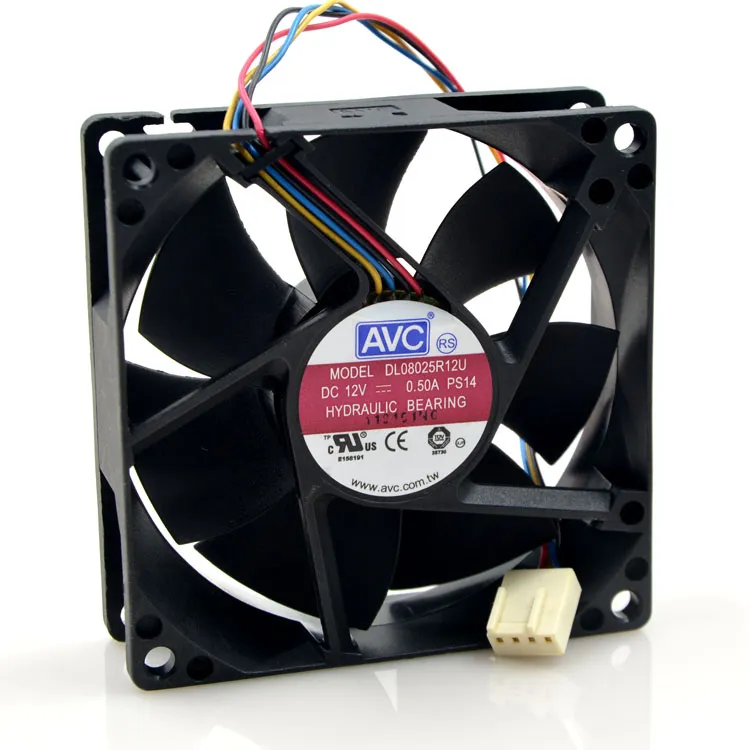 Cooling Fan For AVC 8025 DL08025R12U Hydraulic Bearing PWM Cooler 12V 0.50A 4Wire 4Pin Connector