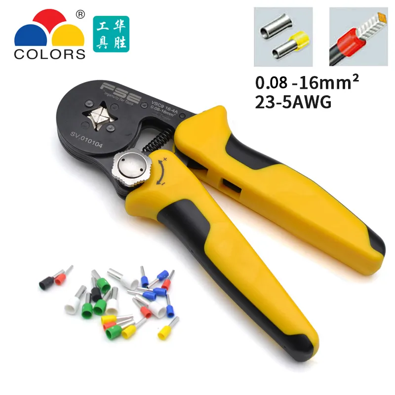 VSC9-16-4A 0.08-16mm^2 23-5AWG Adjustable Precise Crimp Pliers Tube Bootlace Terminal Crimping Hand Tool HSC9-16-4A Y200321