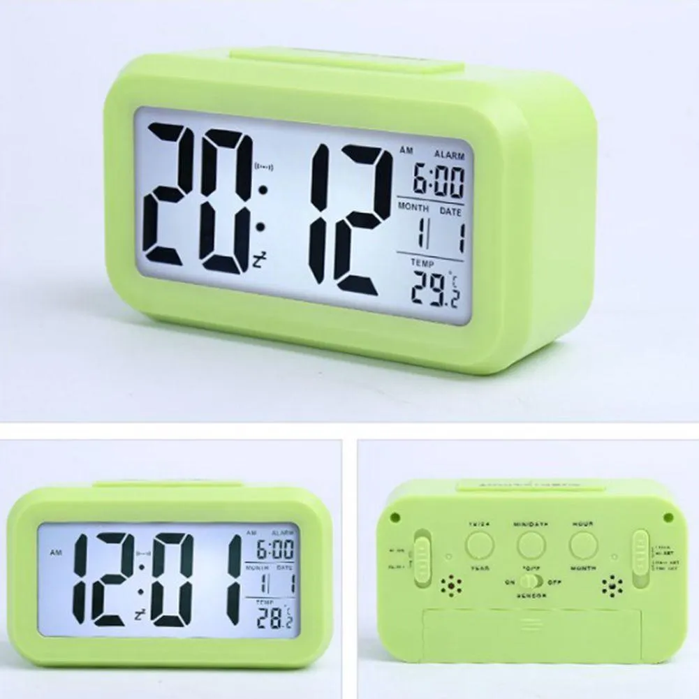 Upgraded version of multi-function smart clock with large screen display, smarts photosensitive temperature version, luminous alarm clocks