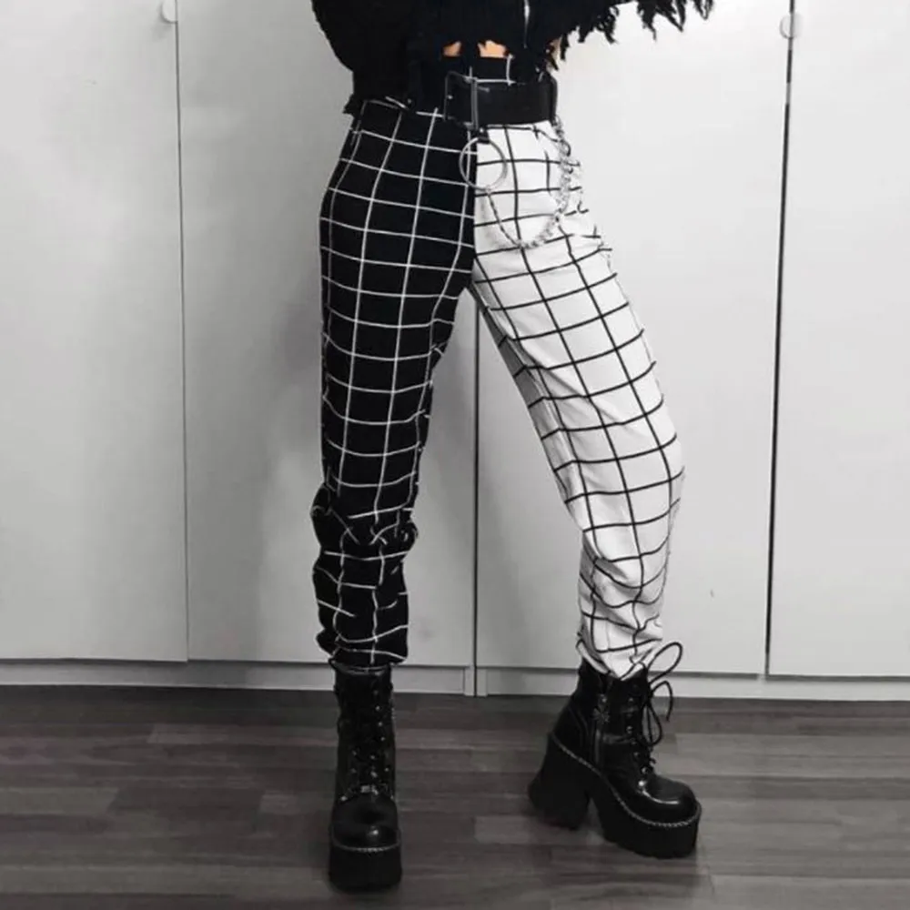 Vintage Plaid Pants Women High Waist Plus Size Wide Leg Casual Female  Trousers Fashion Joggers Clothes Streetwear