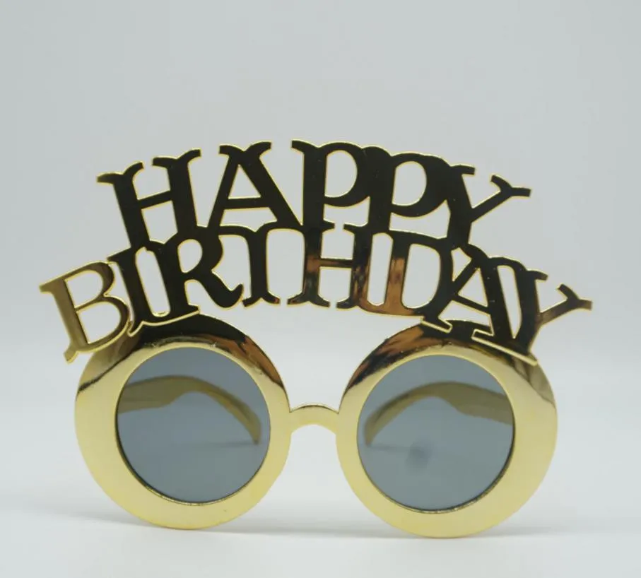 Metallic Happy Birthday Sunglasses Novelty Eyewear Photo Booth Props Party Accessory Favor Unisex Gold Silvery Rose