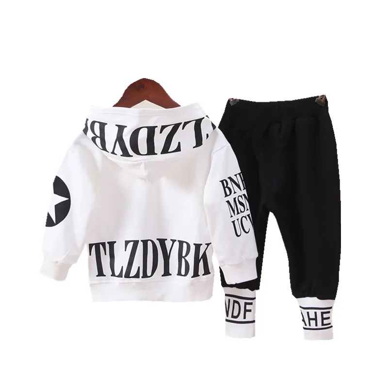 Spring Autumn Baby Boys Girls Cotton Clothes Children Letter Hooded Pants /sets Infant Kid Fashion Toddler Casual Tracksuits LJ201202
