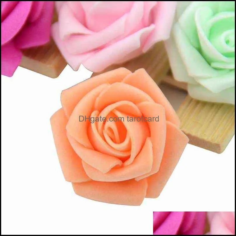 200pcs/lot 4cm Artificial Mini PE Foam Rose Flower Head For Wedding Home Decoration DIY Wreath Craft Accessories Fake Flowers 220110