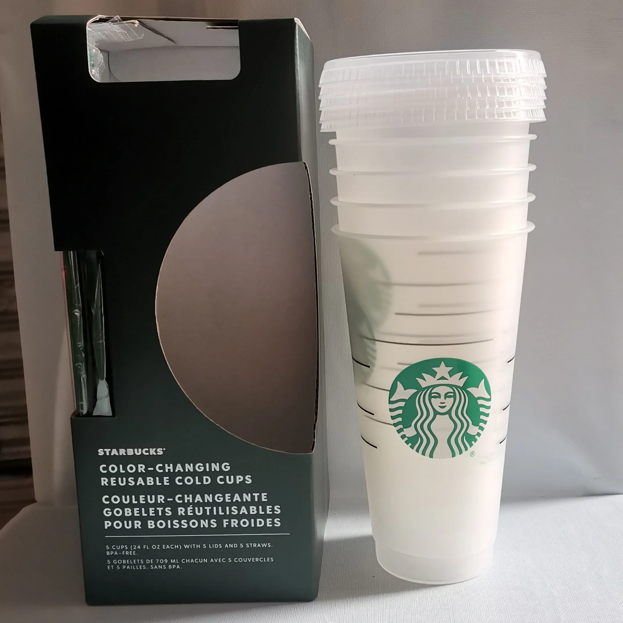 50pcs starbucks 24oz/710ml plastik bardak yeniden kullanılabilir açık içme düz alt fincan sütun şekli kapak saman kupa bardian