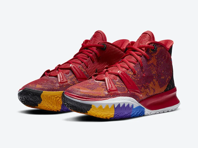 Kyrie 7 Mãe Natureza Pacote Crianças Tênis de Basquete Alta Qualidade Fogo  e Água Masculino Feminino Sapatos Esportivos Com Caixa Tamanho US4-US12